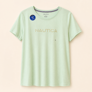 Nautica Camiseta Verde Menta con Tachas – Talla L