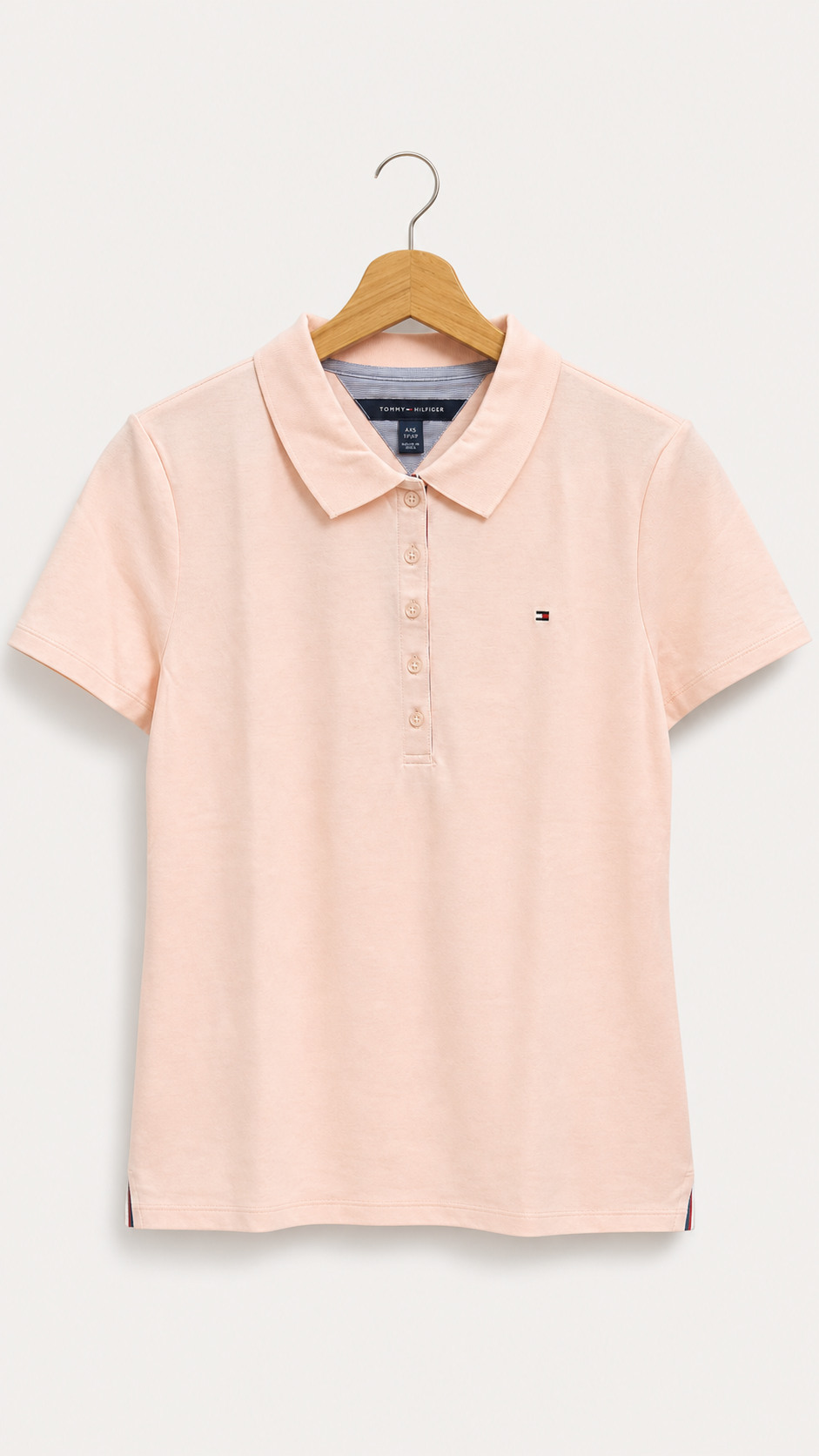 Polo Tommy Hilfiger Heritage rosa claro talla L, vista frontal
