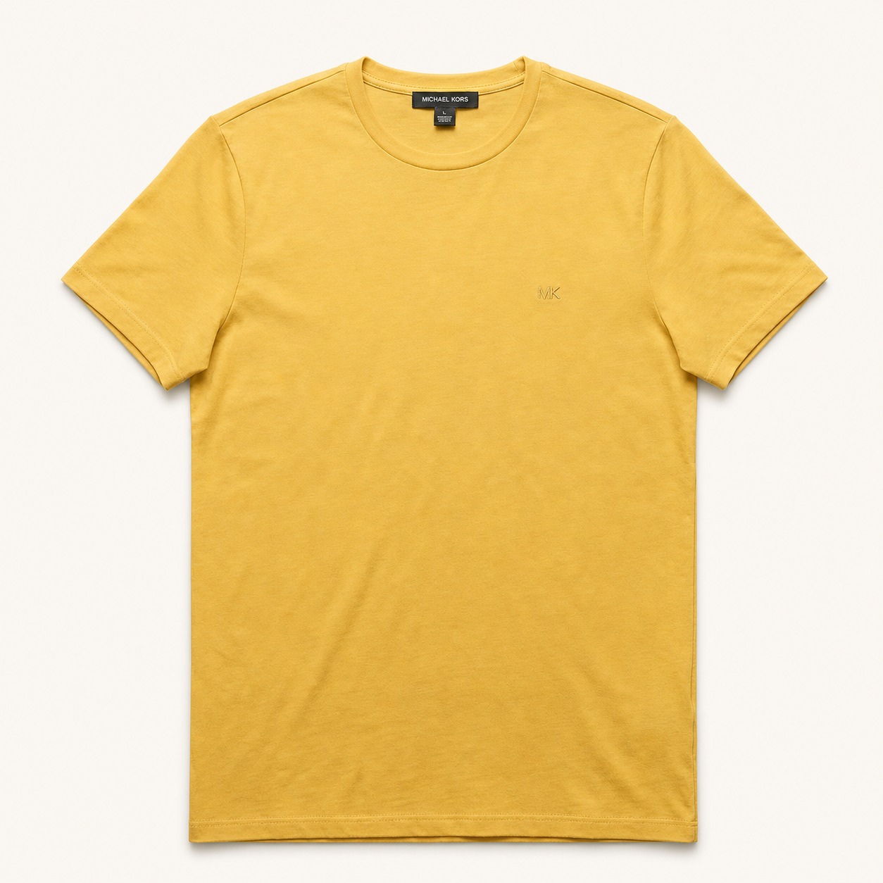 Camiseta Michael Kors amarilla con pequeño logo MK tonal talla L
