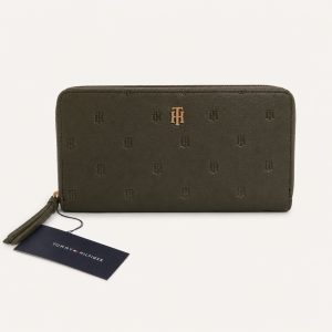 Tommy Hilfiger billetera larga verde oliva con monograma