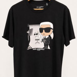 Camiseta negra Karl Lagerfeld Paris con diseño de fotógrafo, talla S