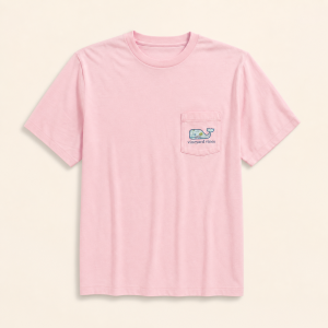 Vineyard Vines Camiseta Rosa Scenic Whale con Bolsillo