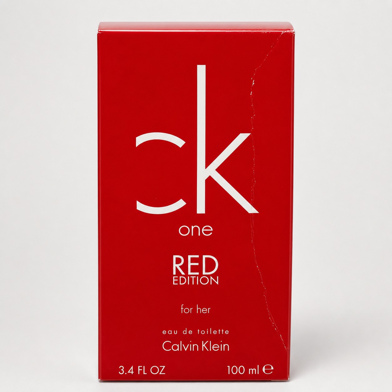 Calvin Klein CK One Red Edition for Her con frasco y caja, fotografía real