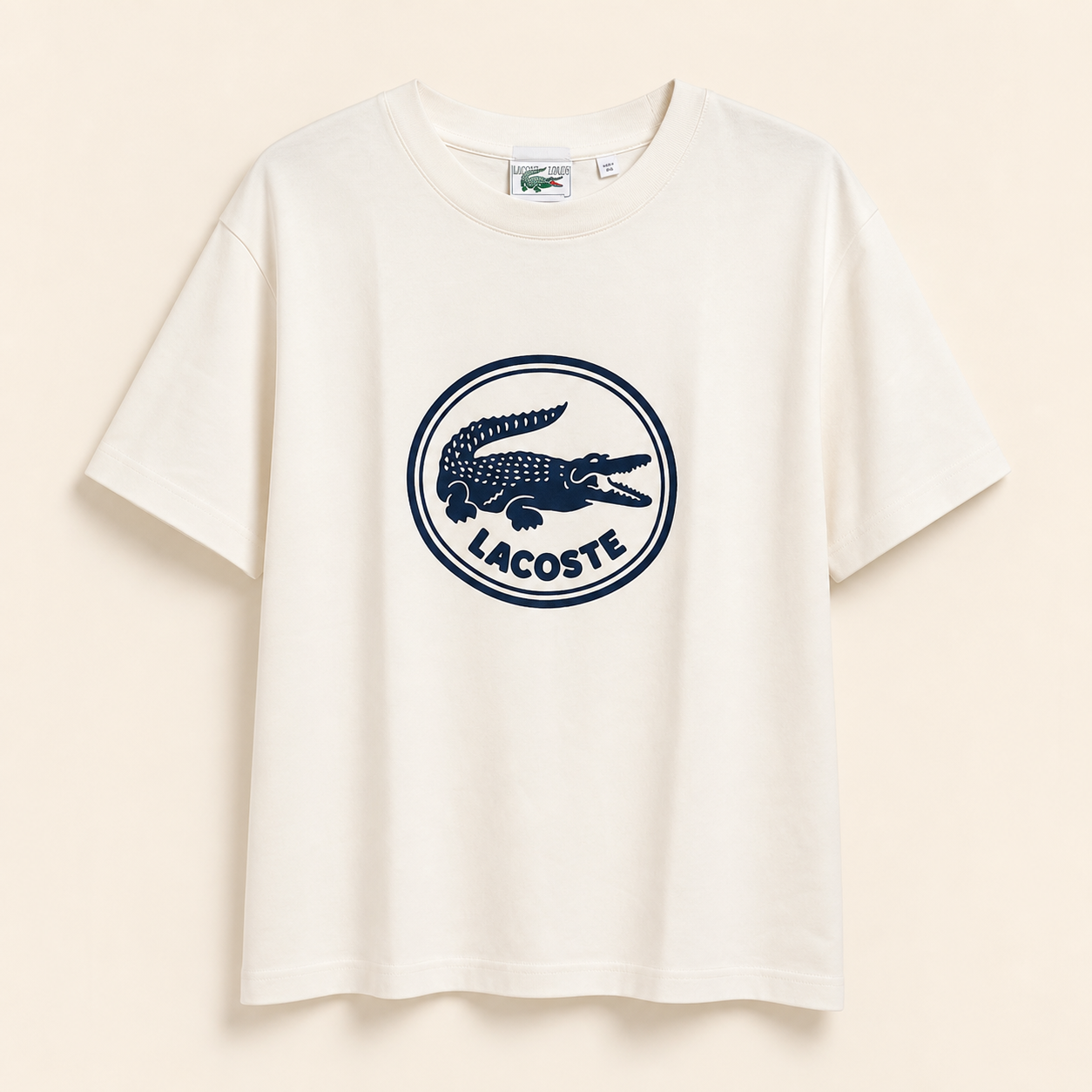 Lacoste Camiseta Blanca Logo Cocodrilo Circular – Talla M
