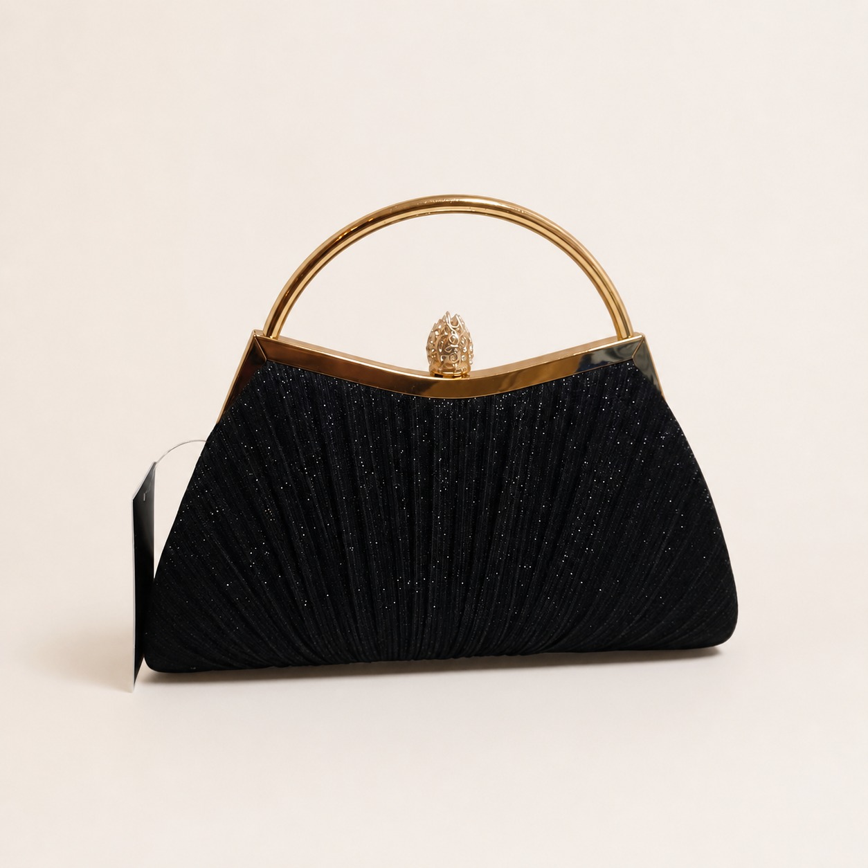 D'Margeaux bolso de fiesta negro con asa circular dorada