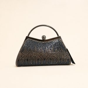 Bolso de fiesta D'Margeaux plateado con herrajes dorados