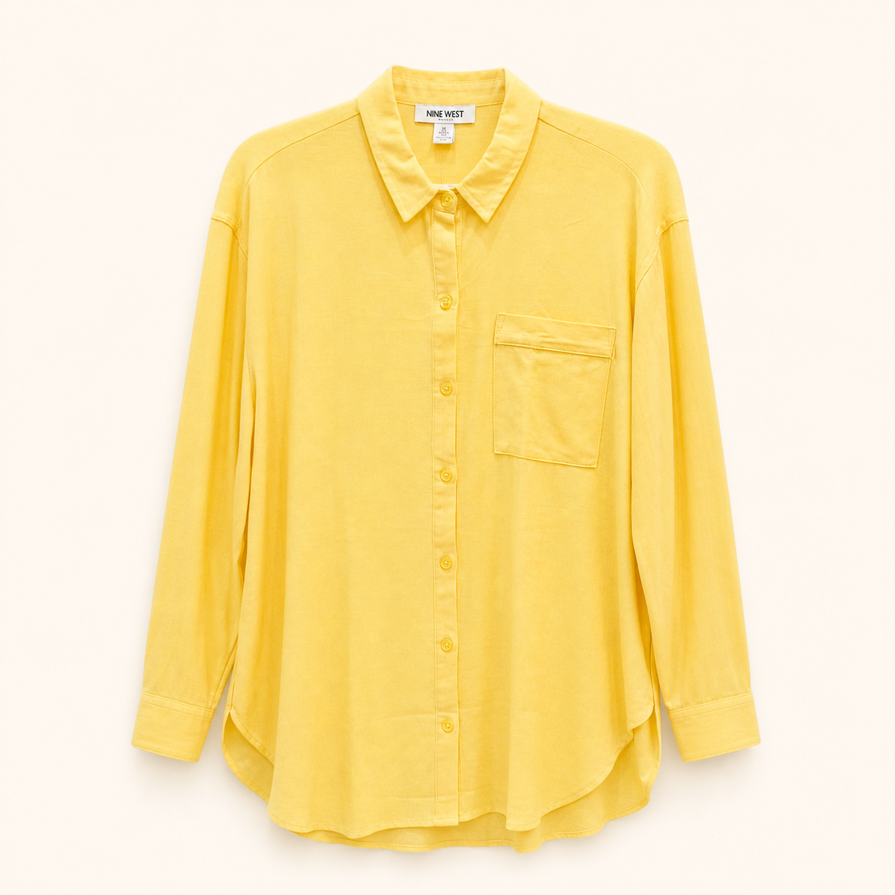 Nine West Blusa Amarilla de Manga Larga – Talla L