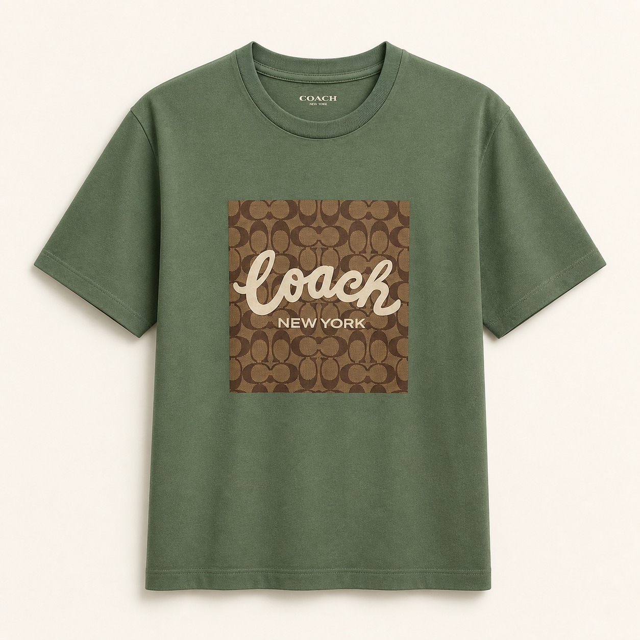 Camiseta Coach verde con gráfico de monograma Coach New York talla L