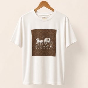 Camiseta Coach blanca con panel monograma talla S, vista frontal