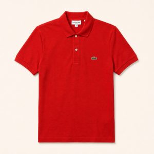 Polo Lacoste Slim Fit rojo con cocodrilo verde talla S