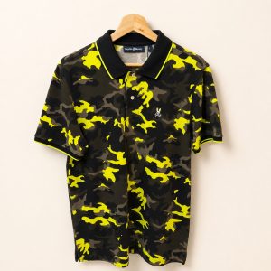 Polo Psycho Bunny camuflado amarillo neón talla 4, vista frontal