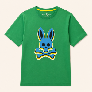 Psycho Bunny Camiseta Verde con Bunny Azul – Talla 5
