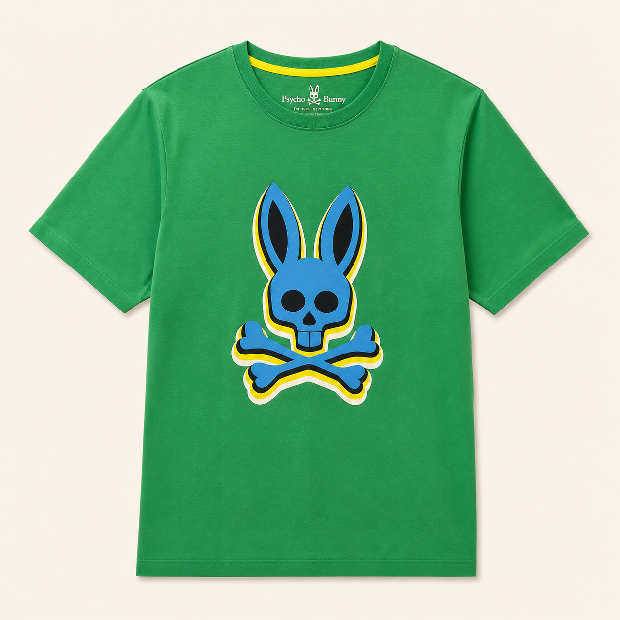 Psycho Bunny Camiseta Verde con Bunny Azul – Talla 5