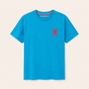 Psycho Bunny Camiseta Turquesa con Emblema Rojo – Talla 5