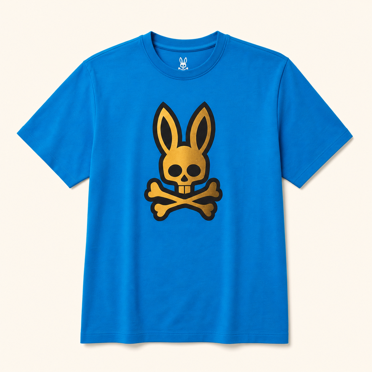 Psycho Bunny Camiseta Azul con Bunny Dorado – Talla 5