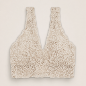 Aerie bralette longline de encaje beige talla S, vista frontal