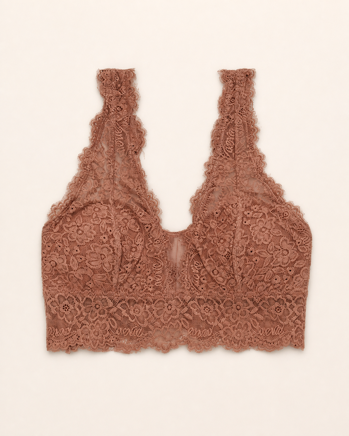Aerie bralette longline de encaje terracota talla M, vista frontal
