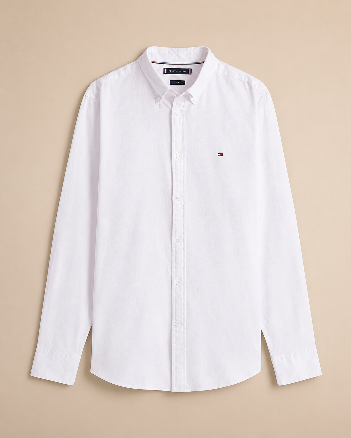 Tommy Hilfiger Dobby camisa blanca talla XL, vista frontal