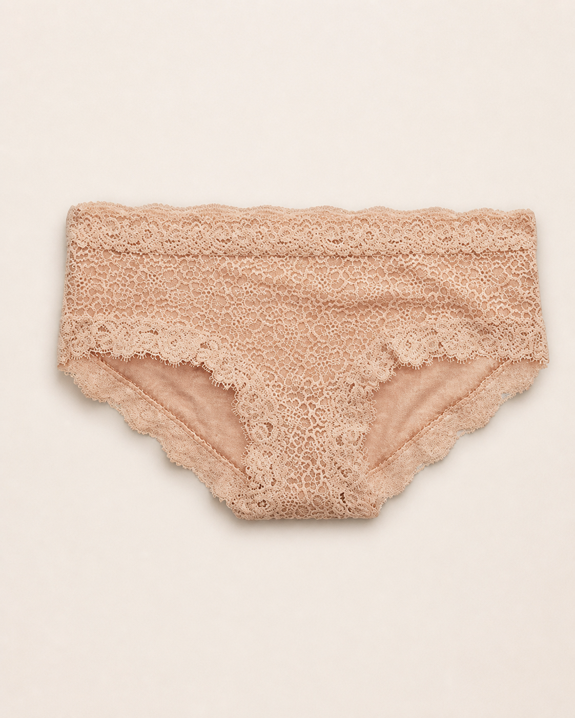 Aerie panty bikini de encaje beige talla M, vista frontal