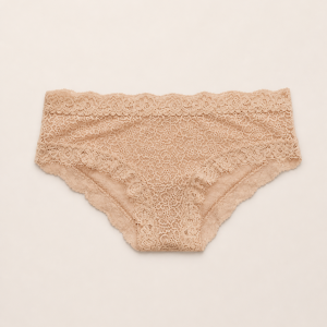 Aerie panty bikini de encaje beige talla M, vista frontal