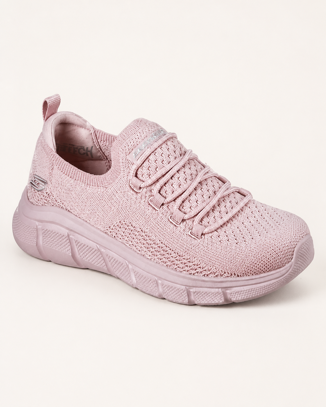 BOBS Sport by Skechers B Flex Color Connect tenis rosa, vista tres cuartos