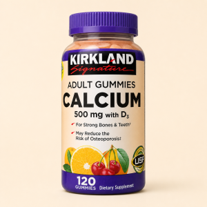 Kirkland Signature calcio 500 mg con vitamina D3, frasco de 120 gomitas