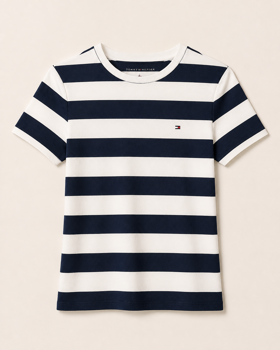 Tommy Hilfiger Camiseta de Mujer a Rayas Azul Marino y Blanco – Talla S