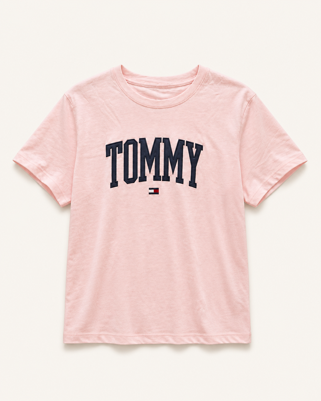 Tommy Hilfiger Camiseta Rosada Logo Varsity – Talla S