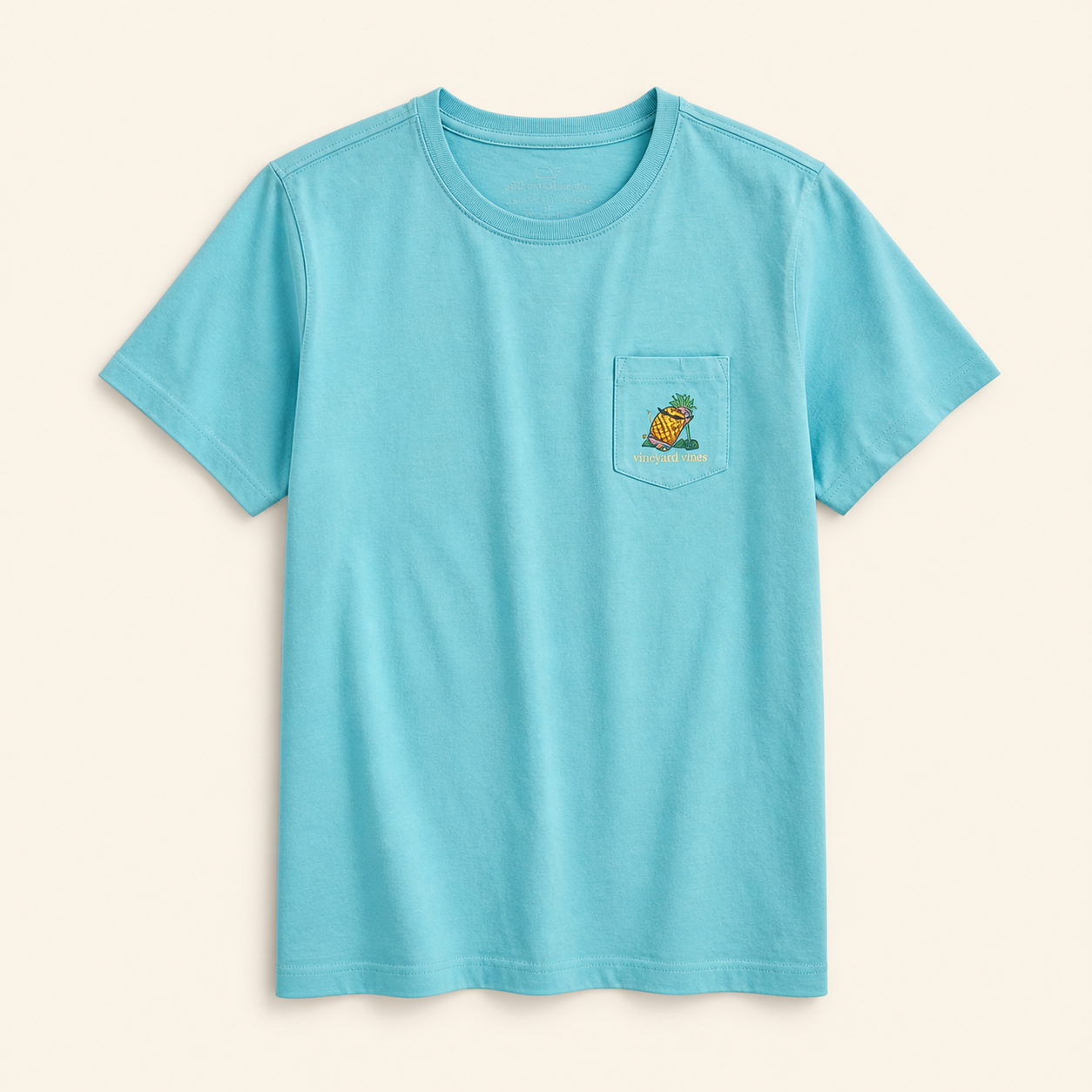 Vineyard Vines Camiseta Turquesa Pineapple Pocket – Talla M