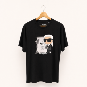 Camiseta Karl Lagerfeld Paris negra con gráfico de fotógrafo talla S, vista frontal