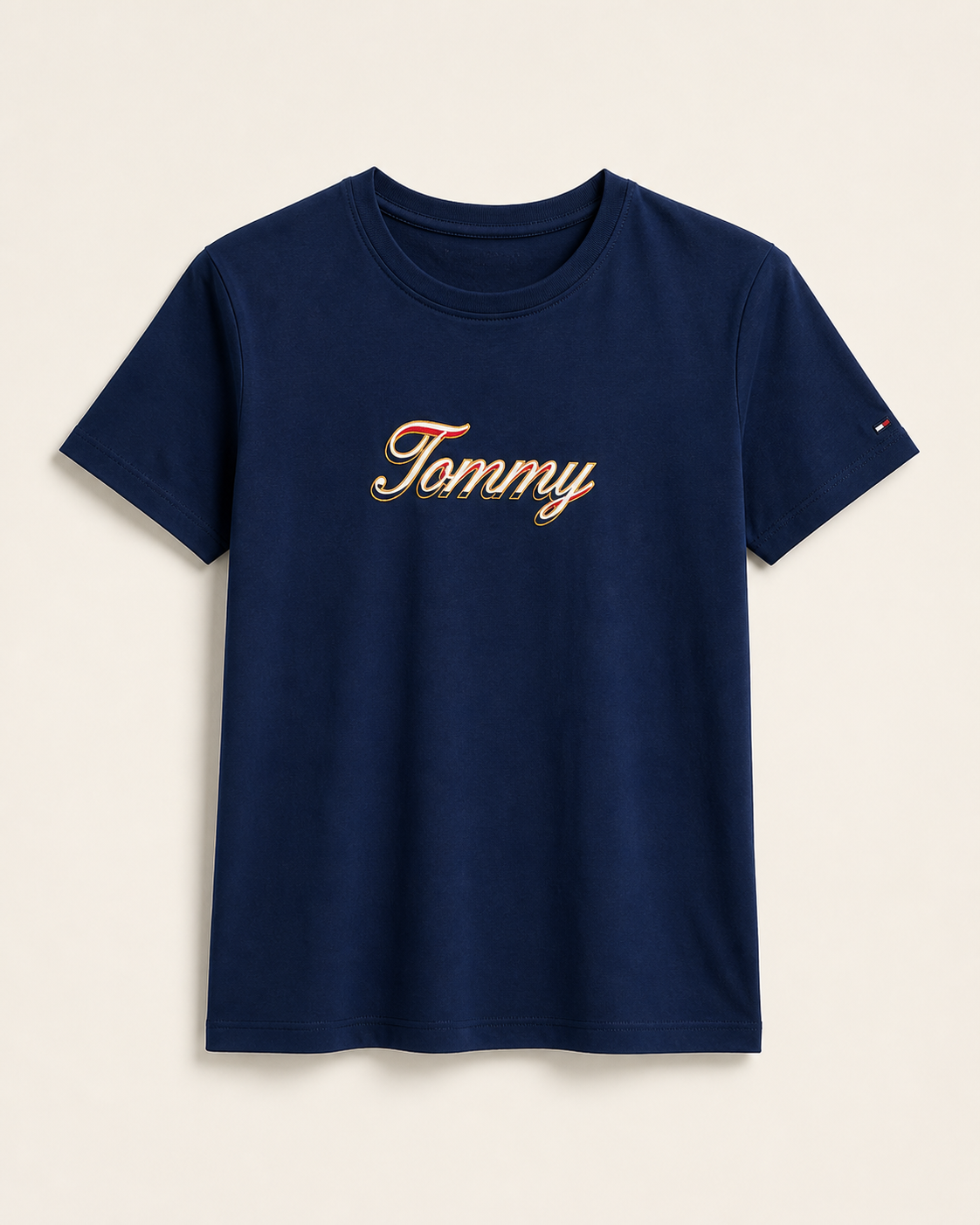 Tommy Hilfiger Camiseta de Mujer Azul Marino Logo Script – Talla L