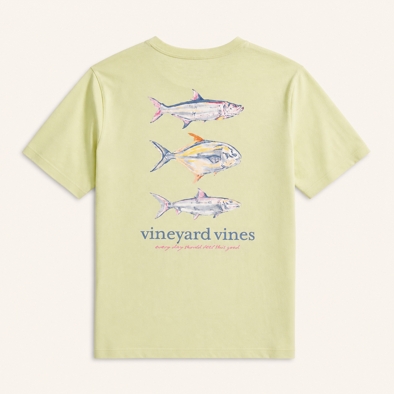Vineyard Vines Camiseta Painted Grand Slam Aloe con Bolsillo – vista posterior