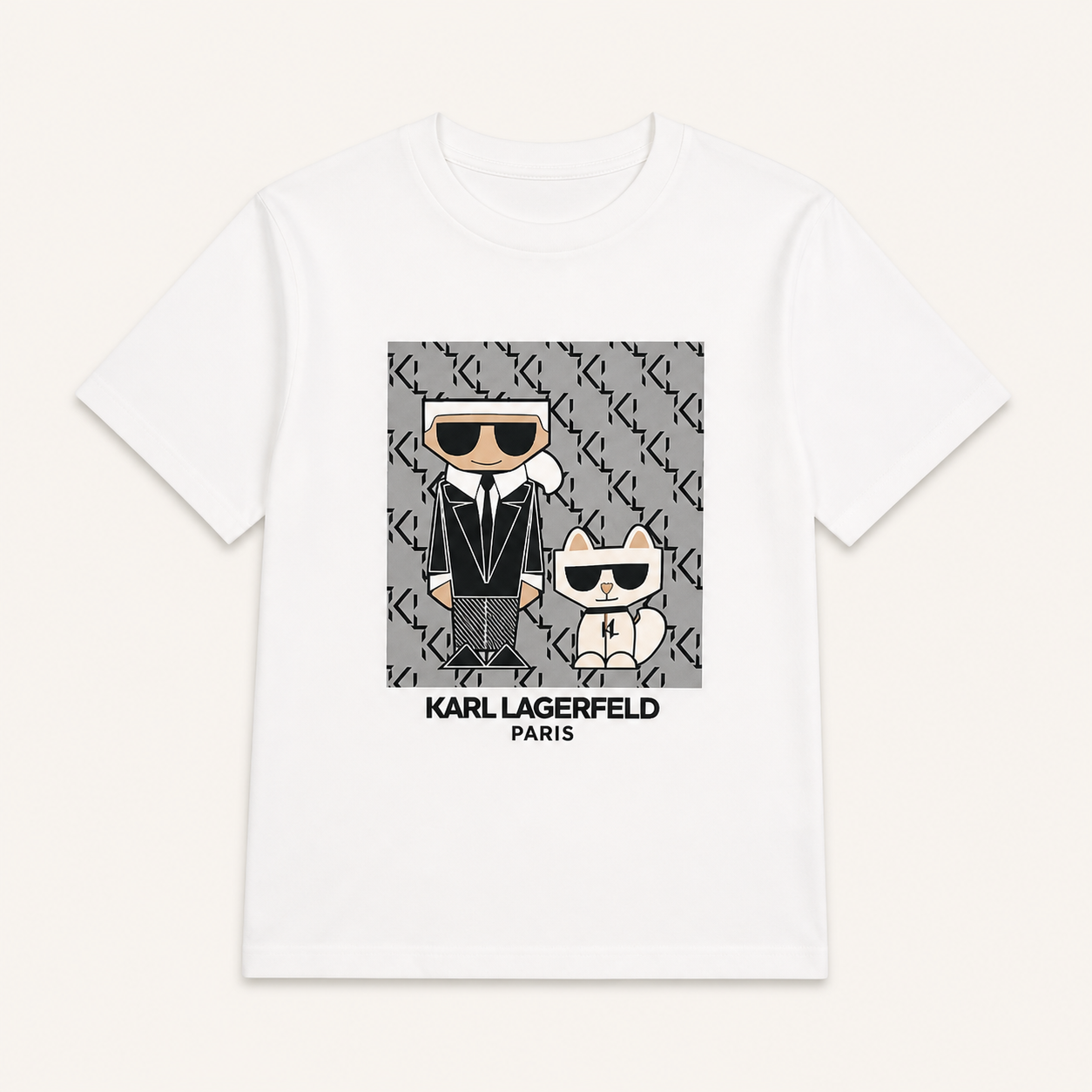Karl Lagerfeld Camiseta Blanca Karl y Choupette – Talla S