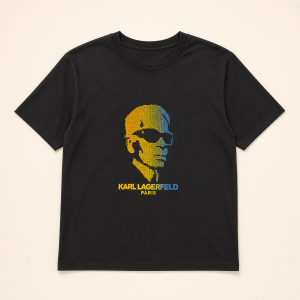 Karl Lagerfeld Camiseta Negra Retrato Multicolor – Talla L