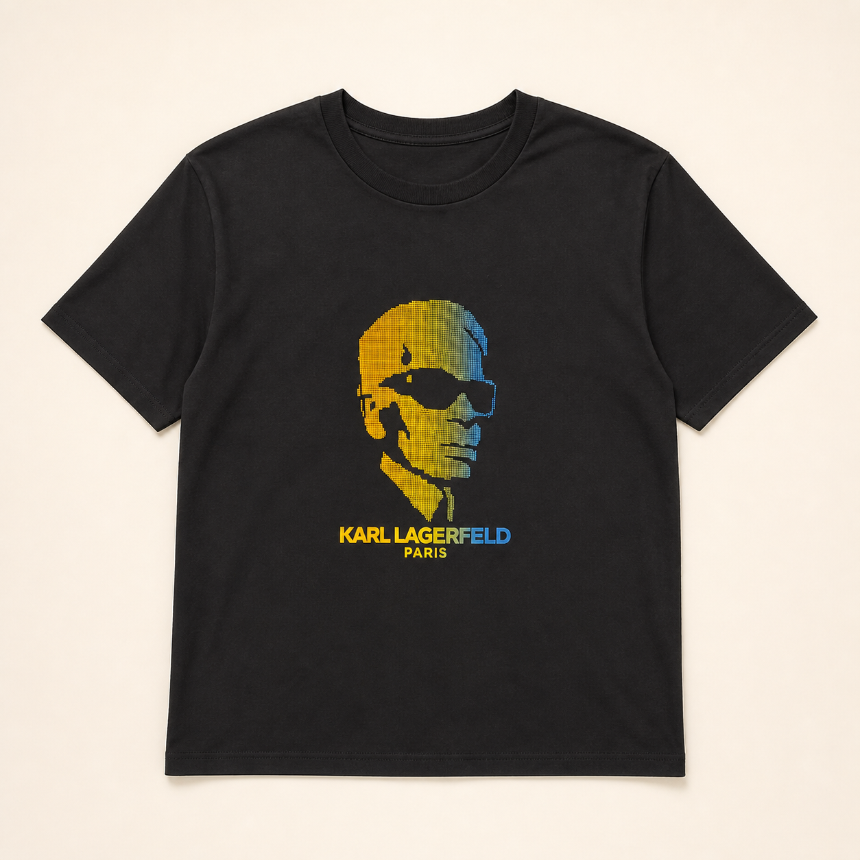 Karl Lagerfeld Camiseta Negra Retrato Multicolor – Talla L