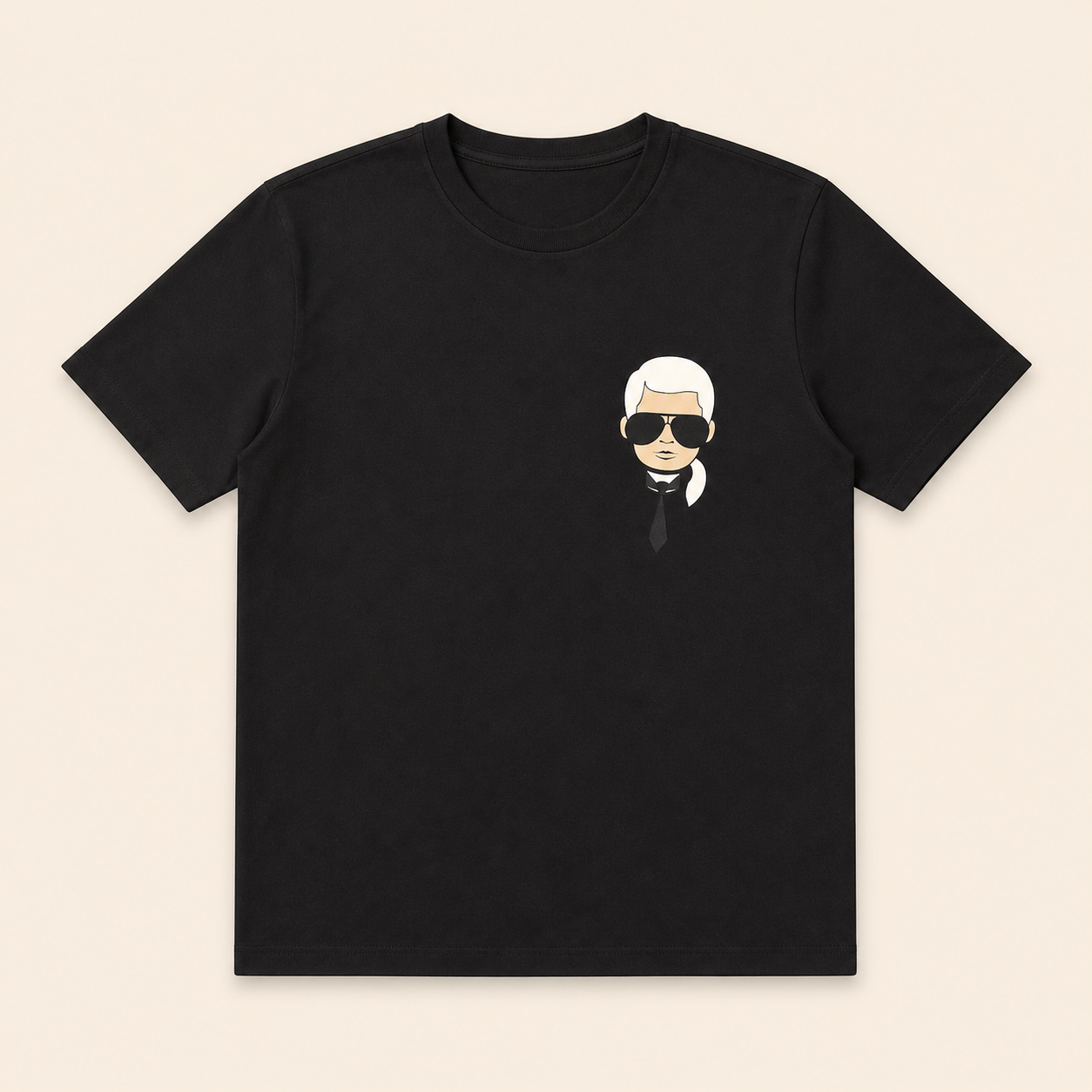 Karl Lagerfeld Camiseta Negra Logo en Pecho – Talla M